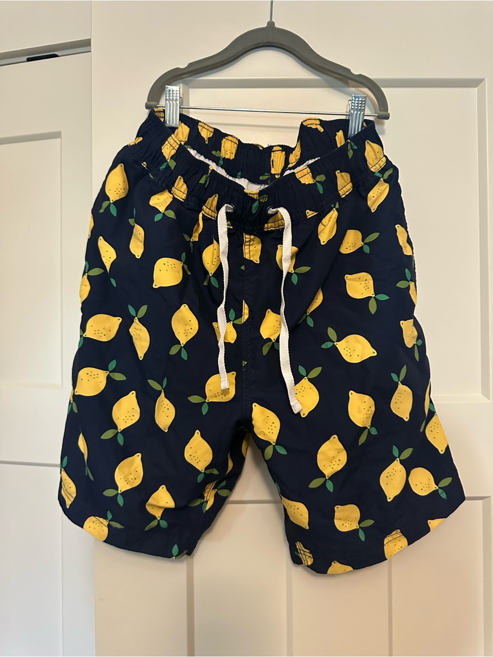 Hanna Andersson Navy Swim Trunks with Yellow Lemon Print